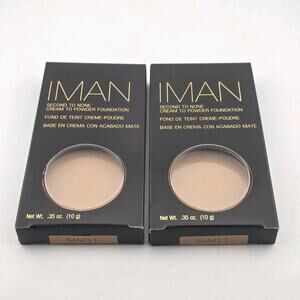 IMAN Second to None Cream to Powder Foundation SAND 1 Set Of 2 NIB Sealed .35oz